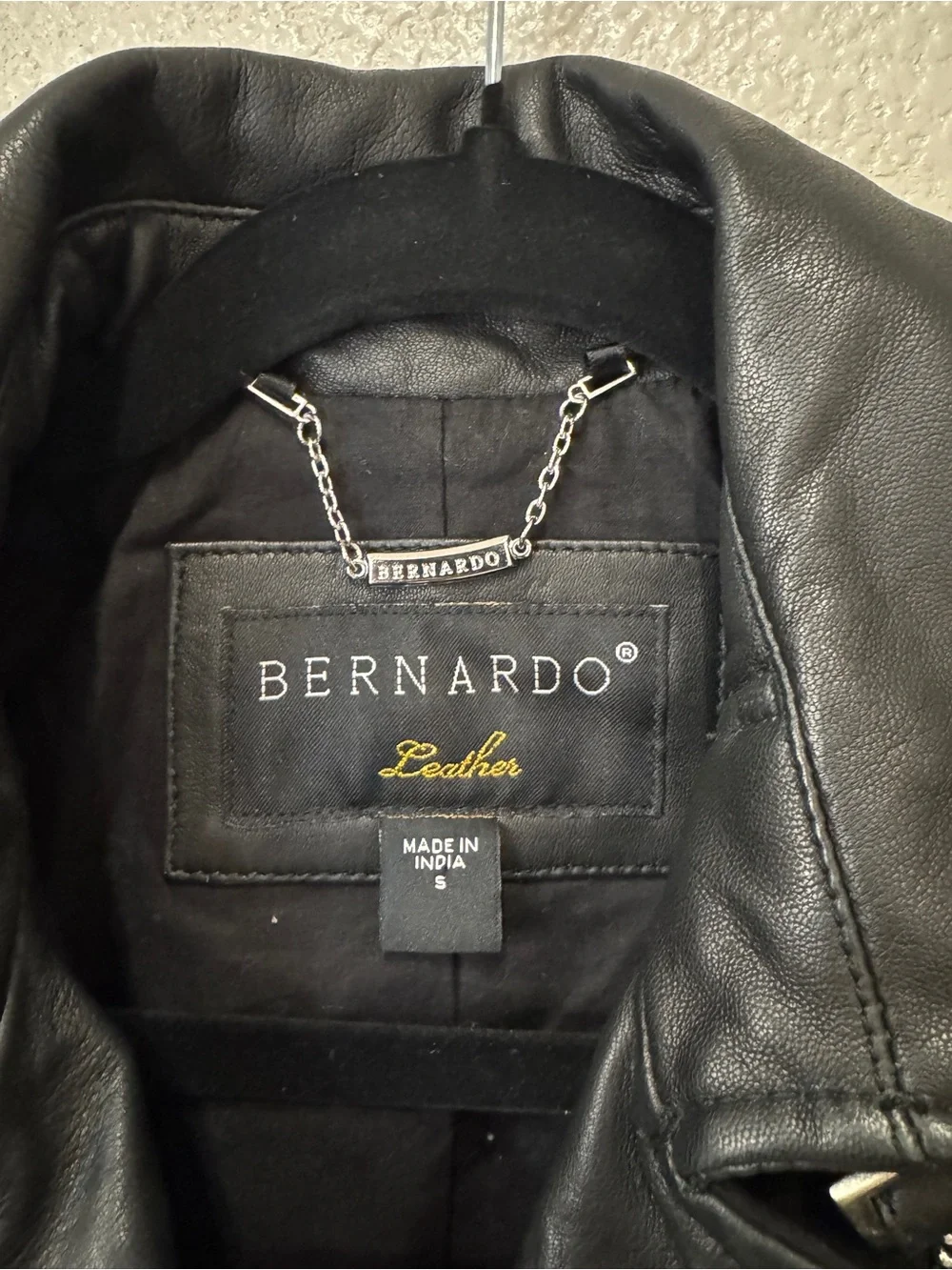 Bernardo Black Genuine Leather Suede Moto Biker Jacket Size S